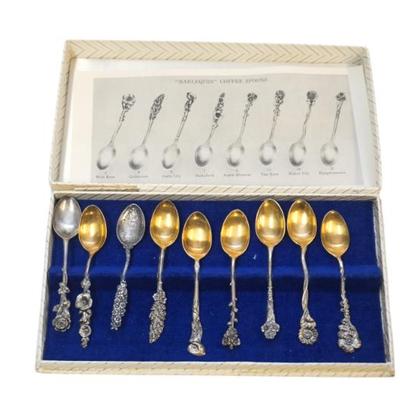Sale Photo Thumbnail #168: 9 VINTAGE STERLING SILVER REED & BARTON DEMITASSE SPOONS