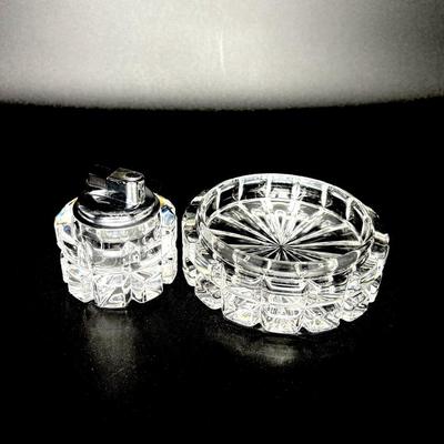 Mikasa Crystal Lighter and Ash Tray Set 
