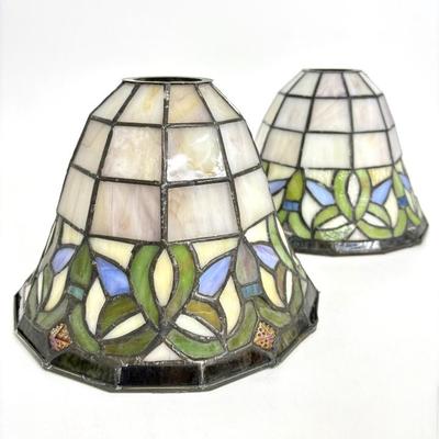 Set of 2 Turtleback Jeweled Tiffany Style Lampshades 