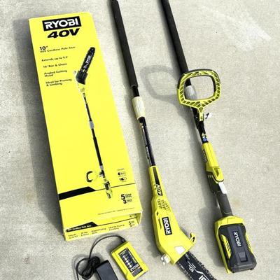 Ryobi 10” 40v Cordless Pole Saw with Battery and Charger