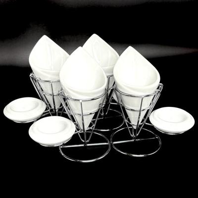 Porcelain French Fry and Dip Holder 