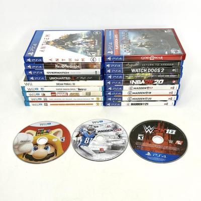 Lot of 21 Video Games (Playstation 4, WiiU, and Wii) 