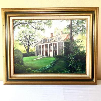 Plantation Home Signed Oil Painting by Jane Guidroz 