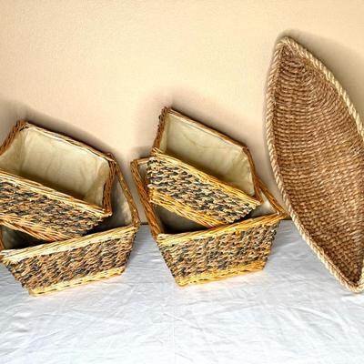 Woven Basket Lot - 5 Baskets 