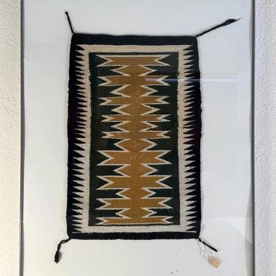Vintage Framed Hand Crafted Navajo Rug 