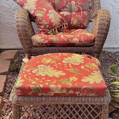 Comfy “Wicker” Patio Chair With Ottoman