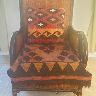 Genuine Saddle Blanket Wicker Chair