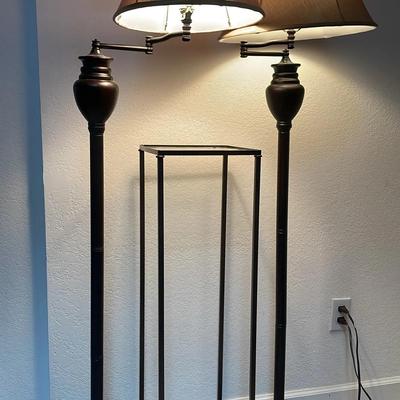 Pair Of Floor Lamps And Stand   