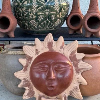 Mexican Clay Chimineas & Talavera Planter