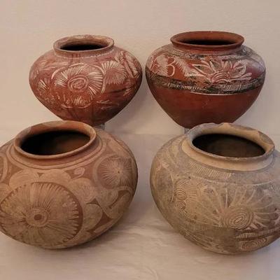 Four Vintage Mexican Pots