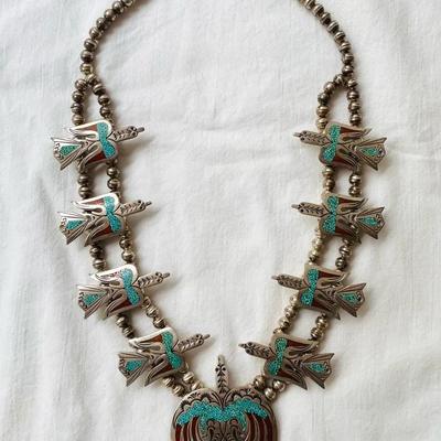 Peyote Bird Squash Blossom Necklace 