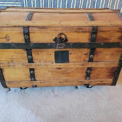 Vintage Cedar Lined Rolling Trunk