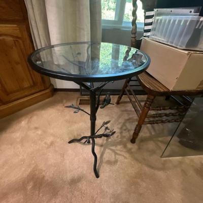 Round glass side table