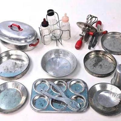 Collection of Vintage Children's Kitchenware Toys