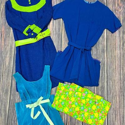 “Mode O’ Day” Floral Skirt & Vintage Blue Dresses