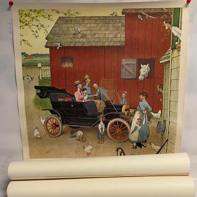 4 “Norman Rockwell” Model T Prints