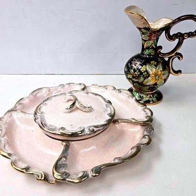 "H. Bequet Quaregnon" Pitcher & California Lazy Susan