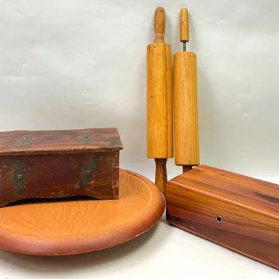 Vintage “Lane” Cedar Box & Wooden Items