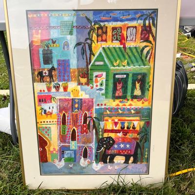 Colorful Village Market Print (by Sheila Moxley, 1991)