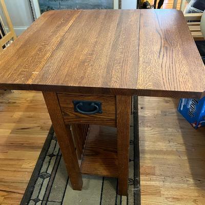 Mission Style Solid Wood End Table With Leaves