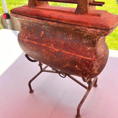Decorative Terra-Cotta Pot with Wrought Iron Stand