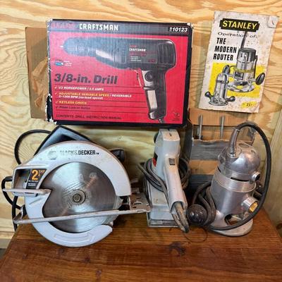 Vintage Tools: 3/8” Drill, Circular Saw, Sander, Router