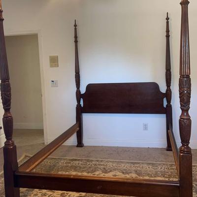 Wooden Four-Poster Bed Frame
