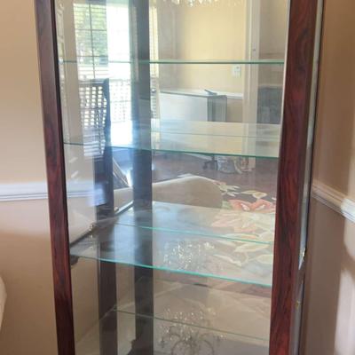 Glass Display Curio Cabinet with Wood Frame