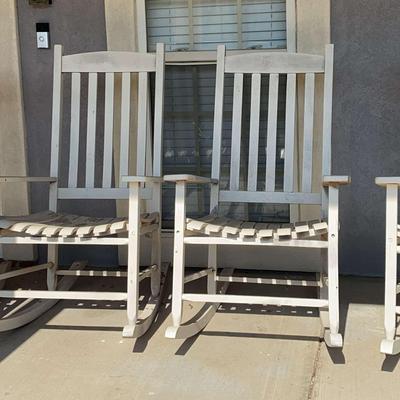 Set of 4 White Wooden Porch Rocking Chairs