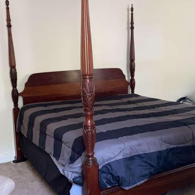 King Size Wooden Four Poster Rice Bed