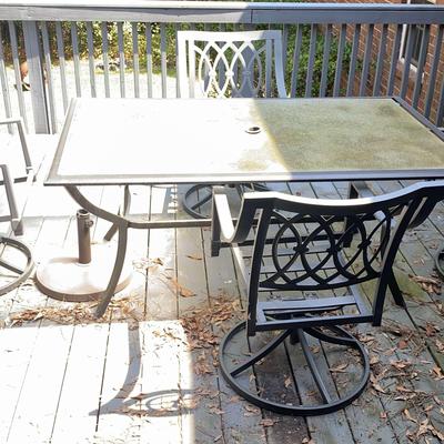 Outdoor Metal Patio Dining Set with Glass-Top Table and Four Chairs