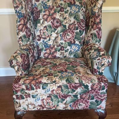 Best Chairs Inc. Floral Upholstered Wingback Armchair