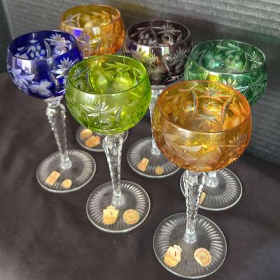 Nachtmann Bavarian Cut-to-Clear Crystal Wine Glasses, Set of Six