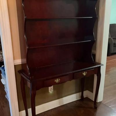 Wood Hutch with Display Shelves and Two-Drawer Base