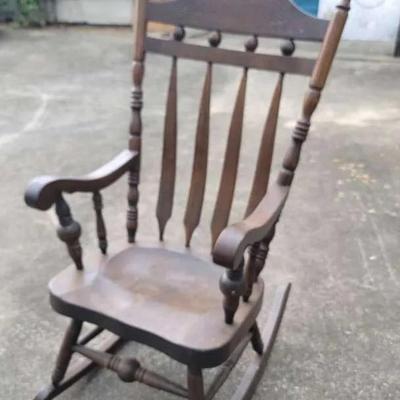 Hardwood Rocking Chair in Dark Brown Finish