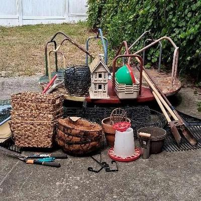 Outdoor Garden & Yard Collection with Rake, Planters & Birdhouse