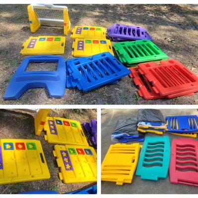 Colorful Interlocking Toddler Play Yard Panels & Activity Fence