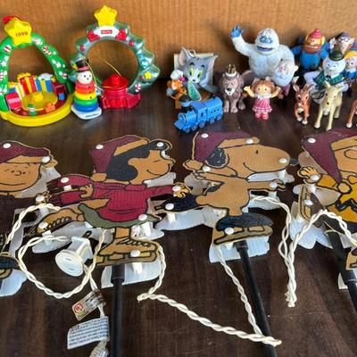 Charlie Brown Christmas Lights, Fisher Price Ornaments & Rudolph Figurines