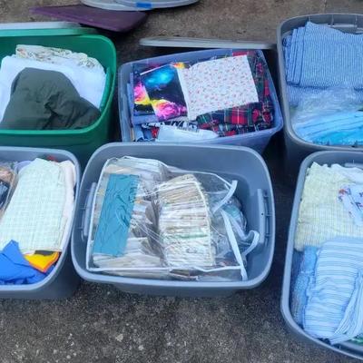 Assorted Fabric Collection in Storage Bins