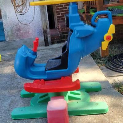 Vintage Kids Helicopter Ride-On Toy