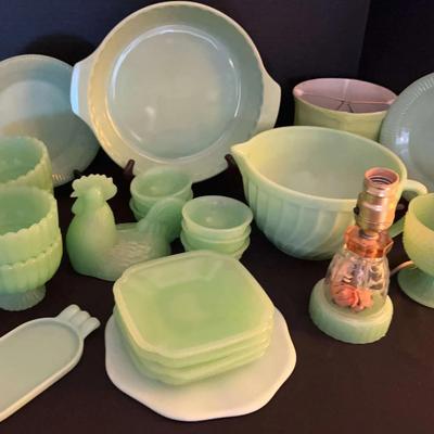 Vintage Jadeite-Style Green Glass Kitchen & Tableware Collection