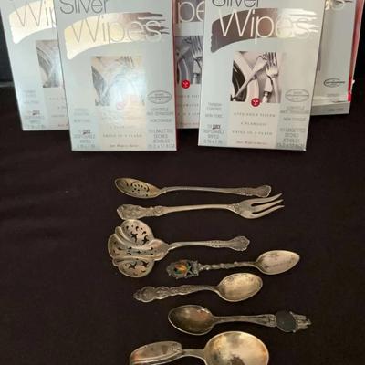 Sterling Silver Flatware & Serving Pieces with Silver Wipes