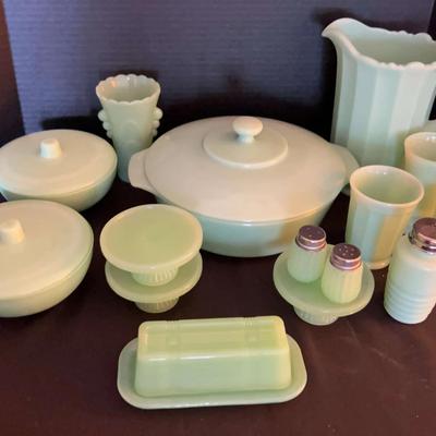 Jadeite-Style Green Glass Kitchenware Collection