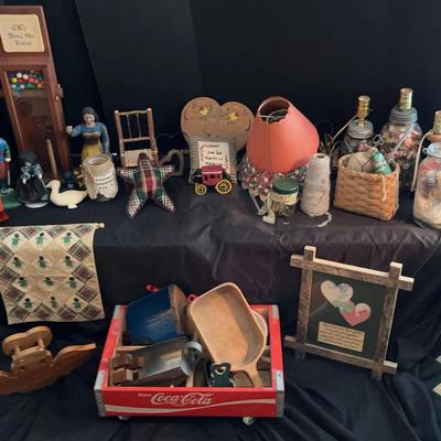 Vintage Coca-Cola Crate with Woodenware, Folk Art & Decorative Collectibles
