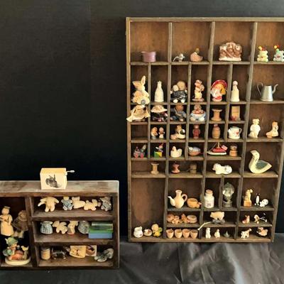 Miniature Figurine & Collectible Display Shelves with Wooden Shadow Boxes