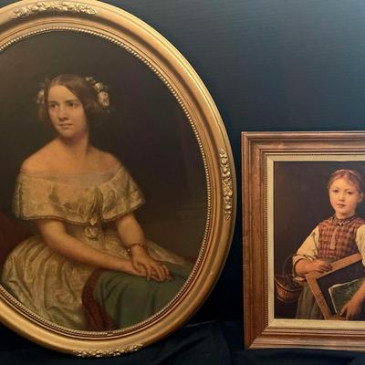 Victorian Lady & Young Schoolgirl Framed Portrait Prints