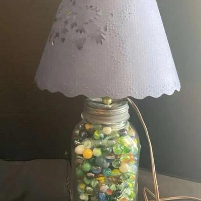 Mason Jar Table Lamp with Marble Fill