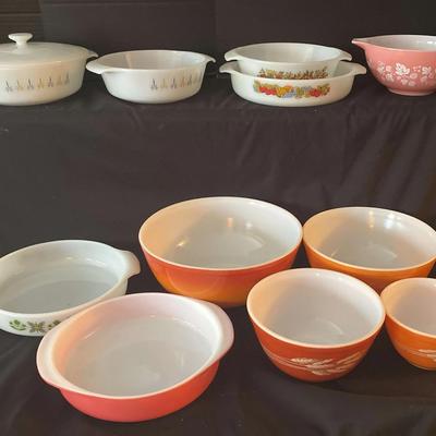 Vintage Pyrex & Fire-King Mixing Bowls and Casseroles