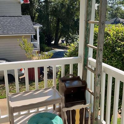 Vintage 8ft Ladder, Accent Table, Stool & Other Furniture