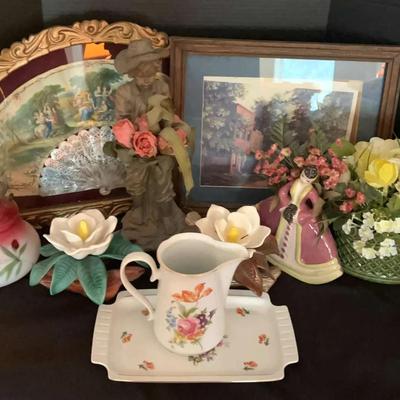 Ilmenau German Porcelain Pitcher & Tray with Vintage Décor Accents